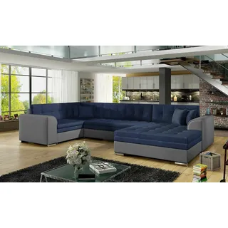 Design Ecksofa Schlafsofa Bettfunktion Couch Leder Textil Polster Sofas Neu 5932 - Blau, Grau