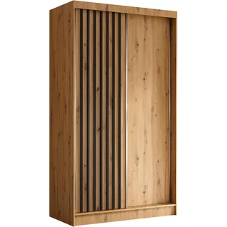 AX LIVING Cabinio Kleiderschrank 120cm Breit Artisan mit Lamellen - Braun, Schwarz