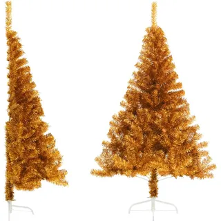 Künstlicher Halb-Weihnachtsbaum mit Ständer Gold 120 cm PET - Gold