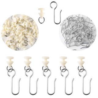 Svalor 120 Stück Gardinenhaken Gleiter, Gardinenröllchen für Schiene, Curtain Hooks, Gardinenröllchen, Gardinen Gleiter mit Metall Vorhang Haken für Fenstervorhang Türvorhang Duschvorhang