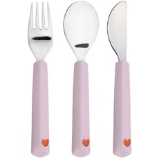 Bild Kinderbesteck Set 3-teilig Gabel, Löffel, Messer Edelstahl Silikongriff/Cutlery with Silicone Handle Happy Rascals Heart