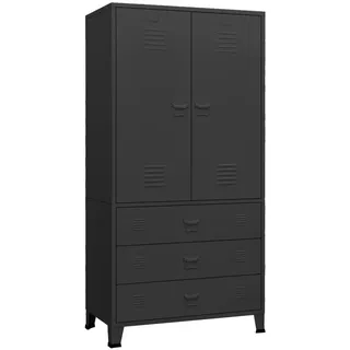 Industrial Kleiderschrank Schwarz 90x50x180 cm Metall - Schwarz