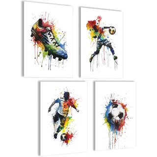 mojoliving Fussball Poster Set Fussball Geschenke Jungen Fussball Deko Fussball Kinderzimmer Fußball Bilder Poster Fußball Geschenk Fussball Junge Fußball Geschenke für Jungs Fussball Geburtstag