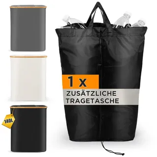SOUTHGATE pfandflaschen sammelbehälter 2 Fächer, Leergut-Sammler, Klappdeckel mit Silikon-Dichtung, 2 waschbare Taschen mit Kordelzug, faltbar 4 cm, für Küche & Abstellraum,1 Stück, 140L