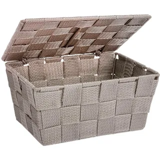 Wenko Aufbewahrungskorb Adria mit Deckel 19 x 10 x 14 cm taupe