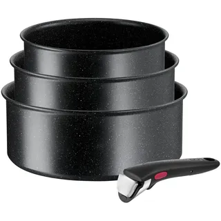 Tefal Ingenio Black Stone Topf-Set 4-tlg. 3 x Stielkasserolle + 1 x abnehmbarer Griff
