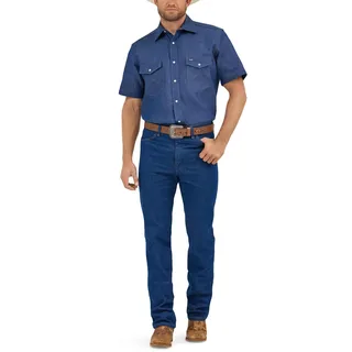 Wrangler Herren Cowboy Cut Western Two Pocket Kurzarm Snap Arbeitsshirt, Blau, Mittel