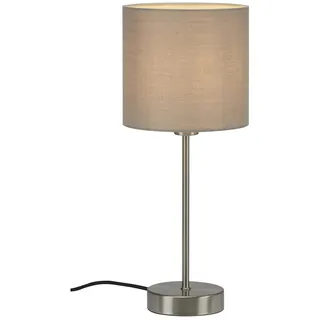 BRILONER - Nachttischlampe mit Lampenschirm aus Stoff, Ein-/Ausschalter, E14 Fassung, max. 25 Watt, Tischlampe, Lampe, Schreibtischlampe, Tischleuchte, Bürolampe, Leselampe Bett, 38,5x16 cm, Taupe