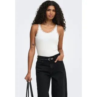 Body ONLY "ONLVINI S/L LACE BODYSUIT RS JRS", Damen, Gr. L, N-Gr, cloud dancer, Jersey, Obermaterial: 94% Baumwolle, 6% Elasthan, unifarben, Rundhals, Bodys Body, Baumwollmischung, Spitze