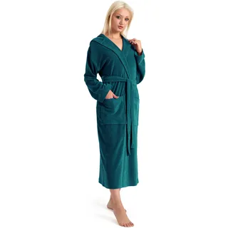 Damenbademantel OTTO HOME "Jule, ideal für Sauna & Spa, Hotelbademantel, Morgenmantel" Gr. XXXL, grün (dunkelgrün), L:125cm, Wirkfrottee, Hausmäntel, Damenbademantel, einfarbiger Leichtfrottier-Bademantel, hoher Baumwollanteil, XS-4XL