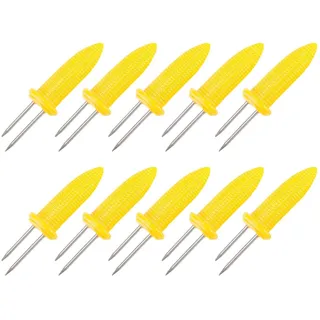 10 Stück Edelstahl Twin Prong Maiskolbenhalter, Wiederverwendbare Mais Picks Corn Holders, Praktisches BBQ Zubehör für Outdoor Grillen, Grillpartys und Feiern