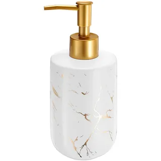 QUARKZMAN 1Stk 10 Oz Seifenspender Hand und Spülmittel Spender Waschmittel Lotion Spender mit Pumpe für Küche Dekor Waschbecken Bad Marmor Muster Matte Weiß