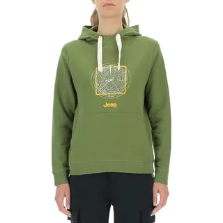 JEEP O102918-E100 J Damen Kapuzenpullover M/Beuteltasche - Holzring Großer Aufdruck J23W Olive Green M