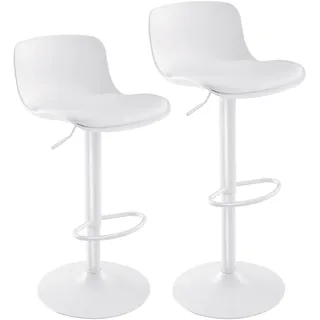 YOUNIKE Barhocker, Barhocker, hohe Barstühle, Sitz, Mittelinsel, Küche, Barsitz, modern, verstellbar, drehbar, Metall, drehbar, Weiß, 2 Stück