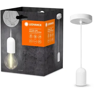 Ledvance Vintage 1906® Pendelleuchte ROUND PLASTER E27, weiß, max. 25W (LED 15W), E27 Sockel, runder Baldachin, Innenraum-Pendelleuchte, Kombination mit 1906 Vintage- oder smarten Lampen