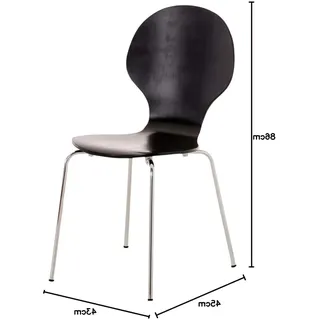 Stapelstuhl Diego I Esszimmerstuhl mit Metallgestell und Holzsitz I Ergonomisches Design I Platzsparend für Esszimmer und Küche, Farbe: schwarz - Schwarz