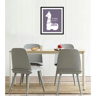 Bild QUEENCE "No Drama Llama", weiß (farbe rahmen: schwarz, farbe bild(er): weiß), B:40cm H:50cm, Acrylglas, Holz, Papier, Bilder, Bild, gerahmt