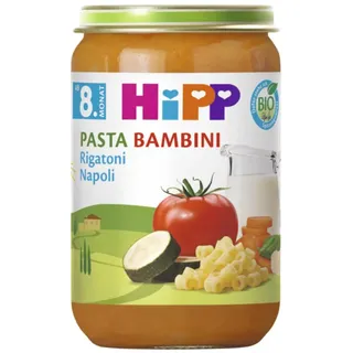 HiPP Bio Pasta Bambini Rigatoni Napoli (6 x 220g), Menü ab 8. Monat, ohne Salzzusatz, mit Omega-3, in bester Bio-Qualität