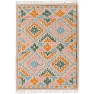 benuta pure Handgewebter Kelim Zohra Multicolor/Beige 120x170 cm - Bunter Teppich für Wohnzimmer