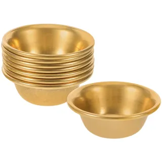 FUTUREORYY 8 Miniatur Wasserschalen Aus Kupfer Buddhistische Dekorationsschalen Weihwasserbecher Opferschalen Heilige Ritualschalen Kleine Messingschalen Golden