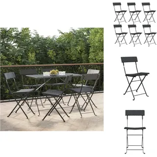vidaXL Bistrostühle 6 Stk. Klappbar Schwarz Poly Rattan und Stahl - Gartenstühle - Schwarz