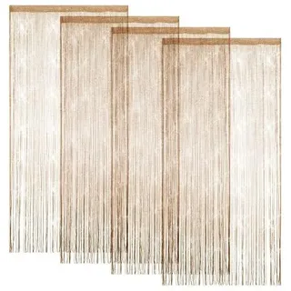 LITLANDSTAR 4 Stück Fadenvorhang Türvorhang, Glitzer Türvorhang Fensterdekoration Raumteiler Dekoration Perlenvorhang für Hochzeit Party Dekoration, 100 x 200cm (Champagne)