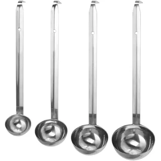 4 Stück Edelstahl Suppenkelle, Nizirioo Schöpflöffel mit Halter, Schöpflöffel Lang Griff Suppenkellen Küchenhelfer Set, 1/2/3/4 oz Saucenlöffel Gießlöffel Schöpfkelle für Hause Küche Restaurant Party