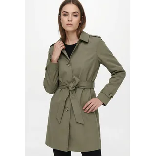 Trenchcoat ONLY "ONLDISA LIFE SB TRENCHCOAT CC OTW", Damen, Gr. XS, mermaid, Web, Obermaterial: 100% Polyester, unifarben, Po-bedeckend, V-Ausschnitt, Mäntel Trenchcoat, klassischer Schnitt