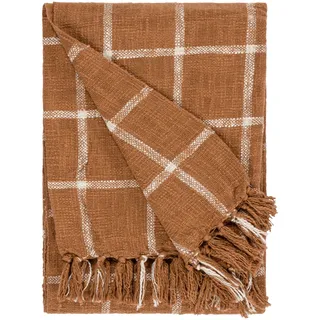 furn. Yard Beni Check -Fransen 100% Baumwollwurf