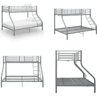 vidaXL Etagenbettgestell Grau Metall 140x200 cm/90x200 cm - Etagenbett - Etagenbetten - Hochbett - Hochbetten - Grau