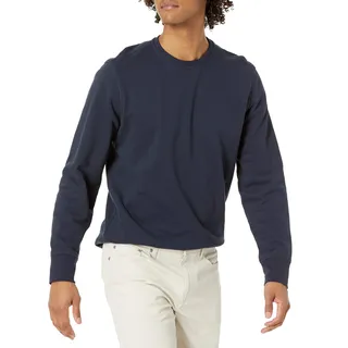 Amazon Essentials Herren-Sweatshirt, langärmelig, leicht, French Terry, Rundhalsausschnitt, Dunkelblau, Größe L