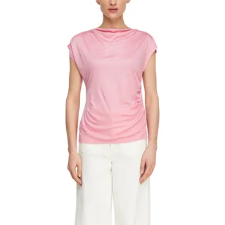 Wasserfallshirt COMMA, Damen, Gr. 46, rosa (sea pink), Web, Obermaterial: 100% Viskose, unifarben, tailliert hüftbedeckend, Rundhals, abgesteppte Kante, Shirts Wasserfallshirt, Sommershirt aus weich fließender Viskose