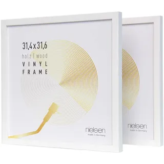 nielsen Schallplatten Rahmen, 31,4 x 31,6 cm (2er Set), Holz, Reinweiß, Vinyl Rahmen zum Aufhängen im Hoch- & Querformat, bruchsicheres Kunstglas, Vinyl Holz