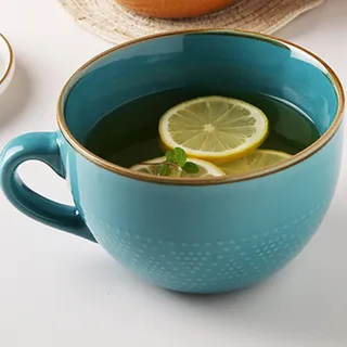 Disoza Übergroße Kaffeetasse Suppenschalen mit Henkeln Große Keramiktasse XXL Müsli Große Teetasse 700ml Porzellan