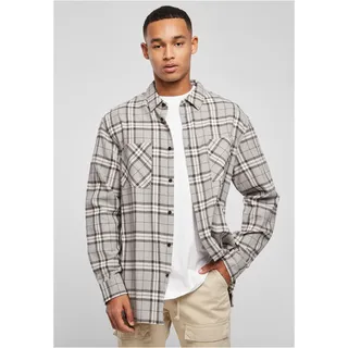 URBAN CLASSICS Men's TB5516-Long Oversized Check Shirt Grey/Black, S