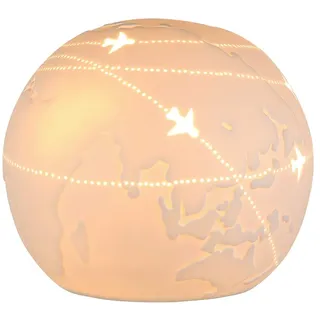 GILDE Tisch Leuchte Tischlampe Dekolampe Weltkugel - Porzellan- Dekoration in weiß D 18 cm