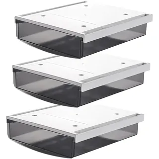 TUKA 3X 3,5L Unterschreibtisch-Schubladen 24x21x8cm, Selbstklebende Schubladen, Versteckte Unterbauschublade Aufbewahrungsbox unter Schreibtisch, Utensilien Stiftebox Schwarz 3er Set TKD8605