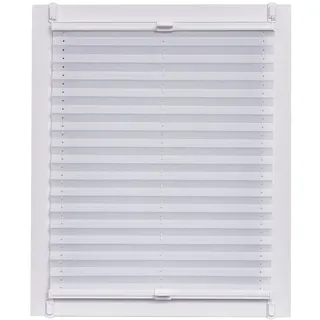 Plissee Made in Germany, Tageslicht, Echtcrush, weiss, Klemmfix, weisse Schiene, 130 x 150