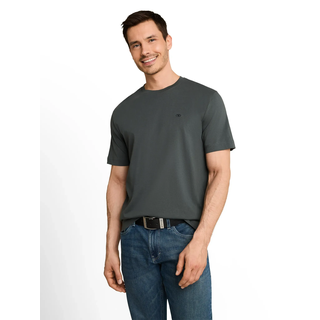 T-Shirt TOM TAILOR, Herren, Gr. S, bunt (schwarzest olive), Single Jersey, Obermaterial: 60% Baumwolle, 40% Polyester, bestickt, unifarben, regular fit hüftbedeckend, Rundhals, Shirts T-Shirt, 3er Pack mit Logo-Stickerei
