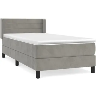 vidaXL Boxspringbett mit Matratze Hellgrau 100x200 cm Samt - Grau
