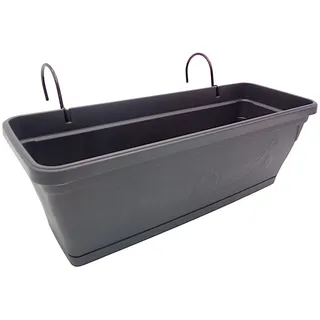 Balkonkasten anthrazit 50cm mit Halterung Blumenkasten Pflanzkasten Pflanztopf