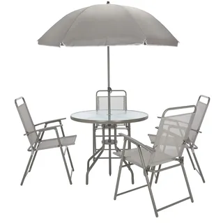 SAFAVIEH Métal Bistro-Esszimmer-Set für draußen - 3er-Set, Terrassentisch und Stühle, Natürlich