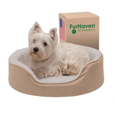 Furhaven Pet Nap Pet Bett Orthopädische Oval gewelltes Liege Hundebett oder Katzenbett