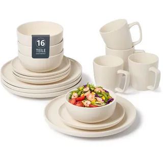 my home Geschirr-Set »Timula, außen matt, innen glänzend« spülmaschinenfest und mikrowellengeeignet, beige
