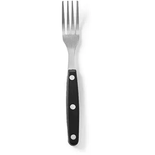 HENDI Steakgabeln, 6 Stück, mit ergonomischem Griff, für Steaks und andere Fleischsorten, Gabeln, Besteckgabeln, Tafelgabeln, Fleischgabeln, Essgabeln, Besteck, (L)200mm, Edelstahl, ABS, schwarz