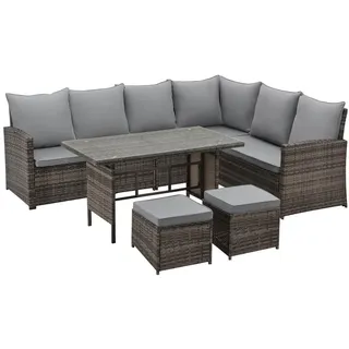 Svita Sitzgruppe Monroe Braun , Kunststoff , 4-teilig , rechteckig , Gartenmöbel, Gartengarnituren, Gartenmöbel-Sets