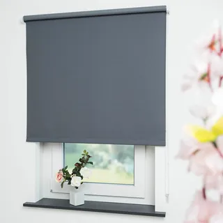 Seitenzugrollo Uni 142 x 180 cm verdunkelnd dunkelgrau