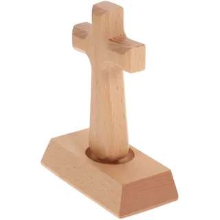 VOSAREA stehendes Kreuz Holz, katholisches Kreuz stehend mit magnetisch Basis, 14,5x10 cm Holz Kruzifix Figur Tisch Deko für Wohnzimmer, Heilige Dekoration, Ostergeschenk