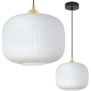 Hängelampe RIFFLE Schwarz-Gold 1-flammig Weiß Zylinder 25cm E27