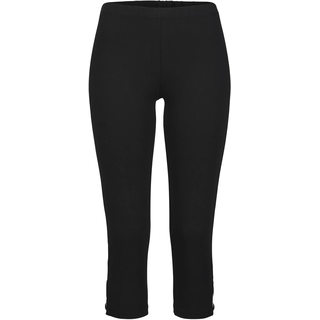 Caprileggings LASCANA "aus elastischer, bequemer Baumwollmischung", Damen, Gr. 32/34, N-Gr, schwarz, Jersey, Obermaterial: 92% Baumwolle, 8% Elasthan, körpernah 3/4-Länge, Hosen Caprileggings, mit Cut-outs am Saum, 3/4-Länge, Basic, Sommerhose, Schlupfhose, Topseller